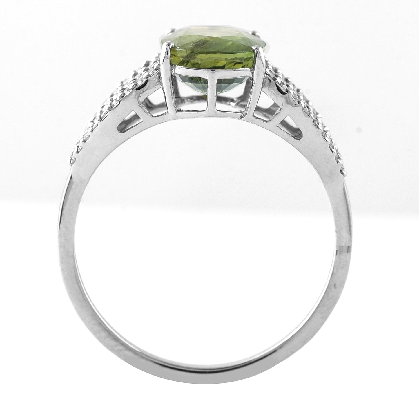 2.92 Ct Oval Mixed Cut Natural Green Sapphire 950 Platinum Ring