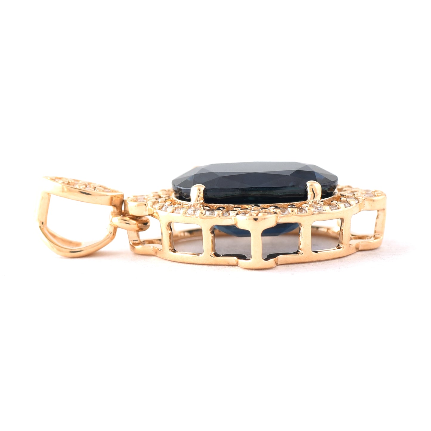 2.62 Ct Oval Mixed Cut Natural Sapphire 14K Gold Pendant