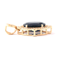 2.62 Ct Oval Mixed Cut Natural Sapphire 14K Gold Pendant