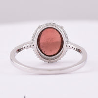 2.58 Ct Oval Cabochon Cut Natural Rubellite 950 Platinum Ring
