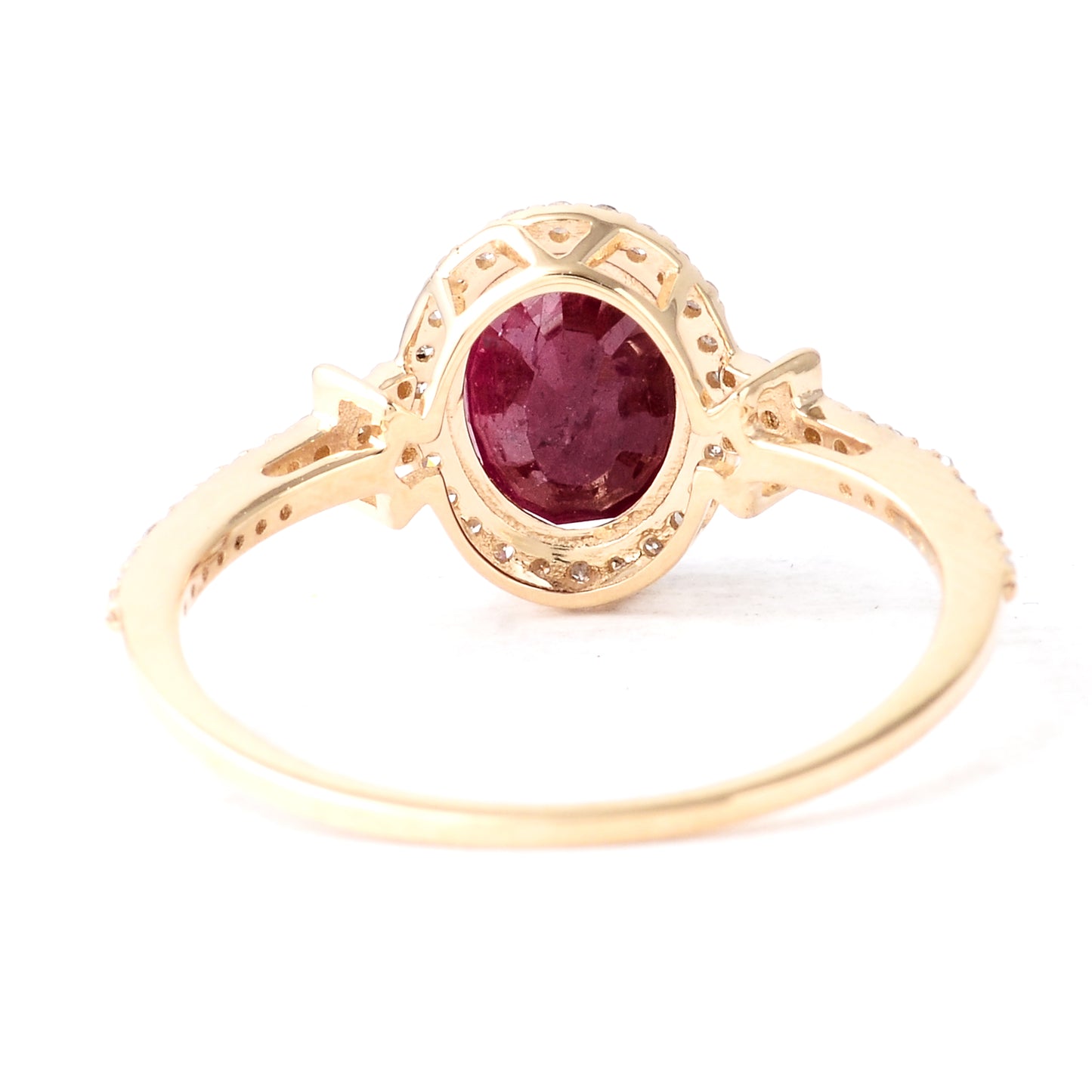 2.03 Ct Oval Mixed Cut Natural Corundum Ruby 14K Gold Ring