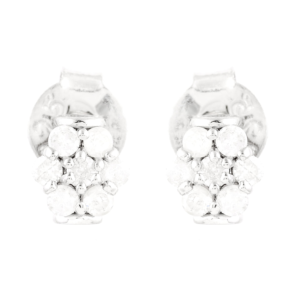 0.39 Ct Round Diamond 925 Silver Earrings
