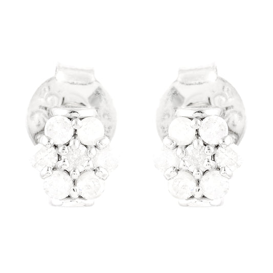 0.39 Ct Round Diamond 925 Silver Earrings