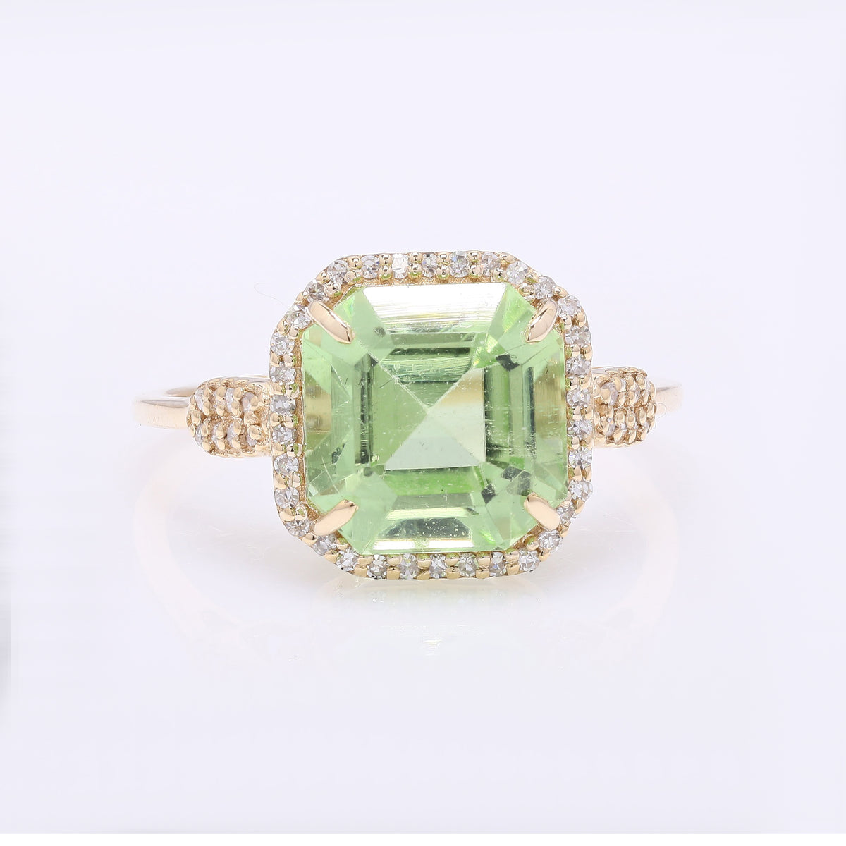 4.75 Ct Octagon Step Cut Natural Peridot 14K Gold Ring
