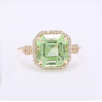 4.75 Ct Octagon Step Cut Natural Peridot 14K Gold Ring
