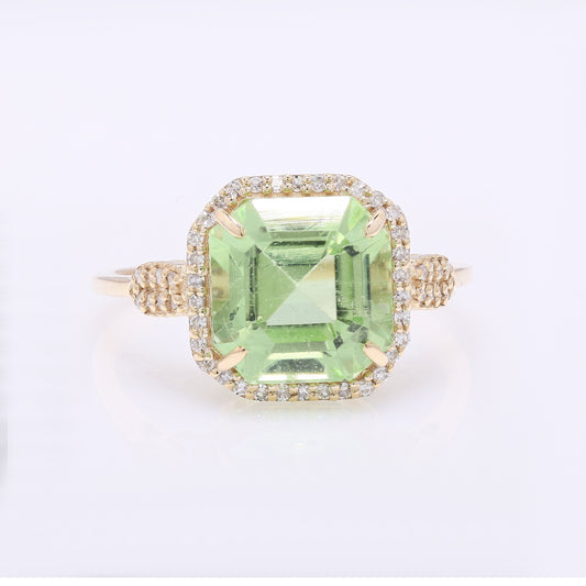 4.75 Ct Octagon Step Cut Natural Peridot 14K Gold Ring