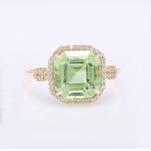 4.75 Ct Octagon Step Cut Natural Peridot 14K Gold Ring