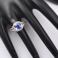 2.77 Ct Cushion Mixed Cut Natural Tanzanite 14K Gold Ring