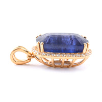 14.17 Ct Cushion Blue Sapphire 18K Gold Pendant