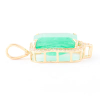 6.85 Ct Octagon Natural Emerald 14K Gold Pendant