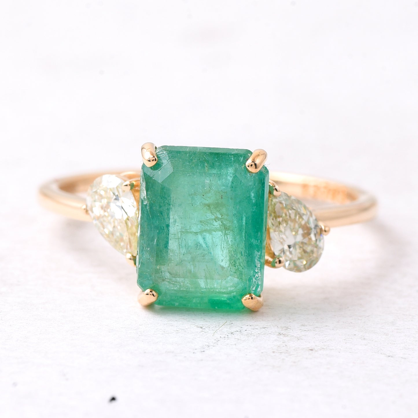 3.05 Ct Octagon Step Cut Natural Emerald 14K Gold Ring