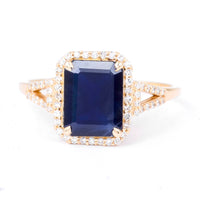2.89 Ct Octagon Natural Sapphire 14K Gold Ring