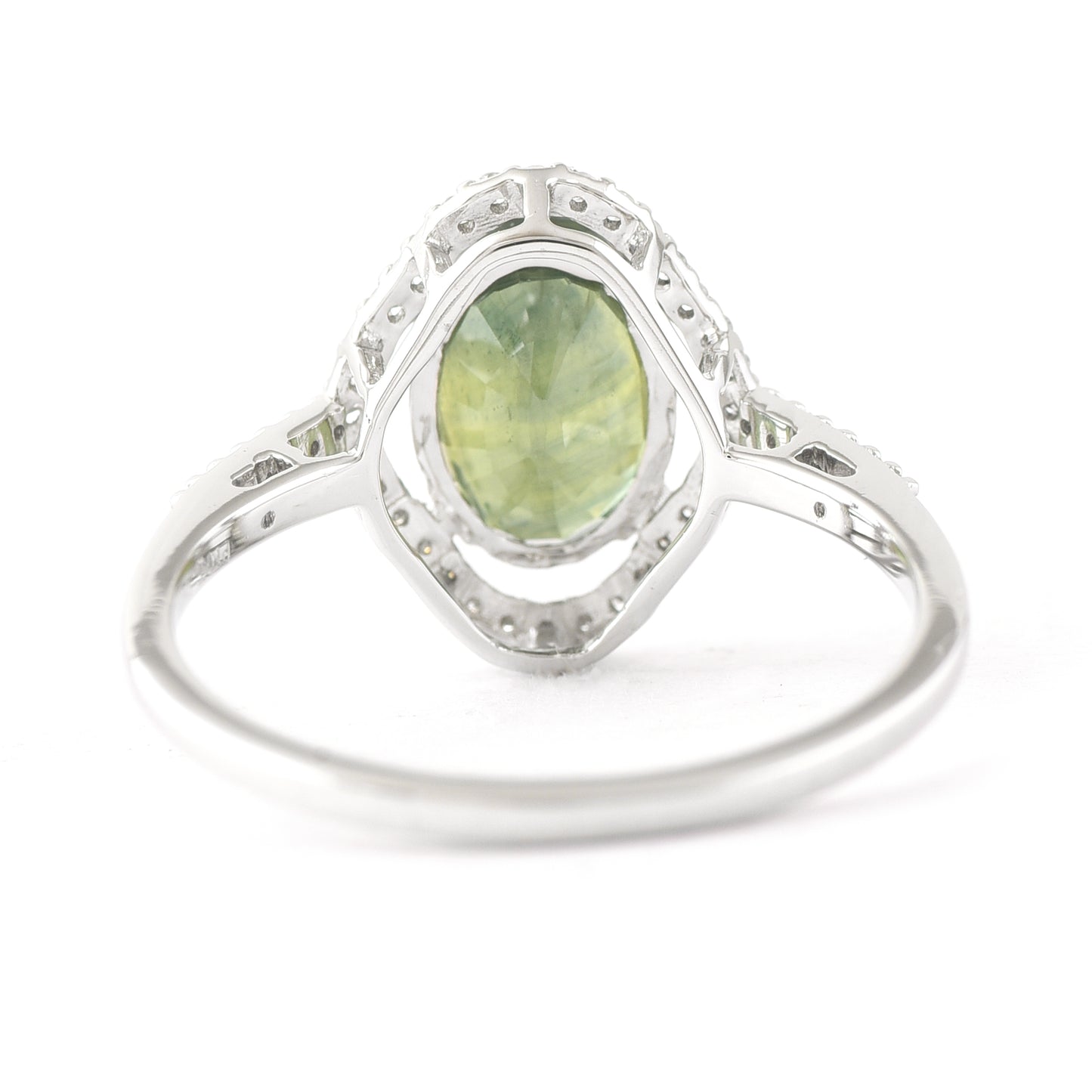2.52 Ct Oval Mixed Cut Natural Green Sapphire 950 Platinum Ring