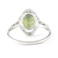 2.52 Ct Oval Mixed Cut Natural Green Sapphire 950 Platinum Ring