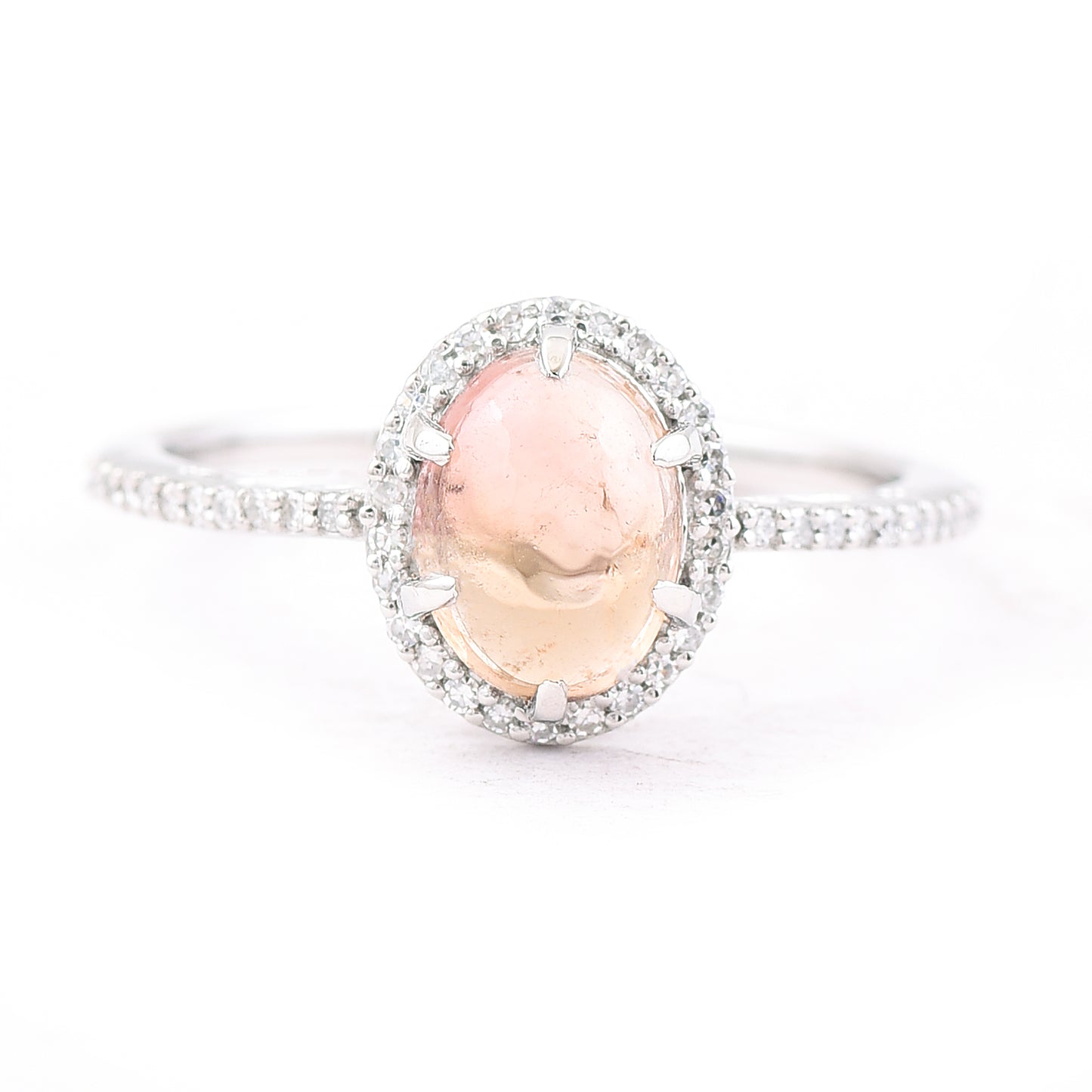 1.75 Ct Oval Cabochon Cut Natural Tourmaline 950 Platinum Ring