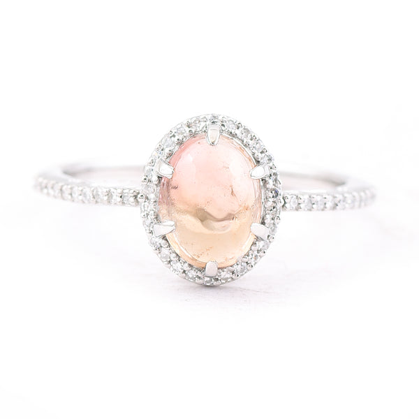 1.75 Ct Oval Cabochon Cut Natural Tourmaline 950 Platinum Ring