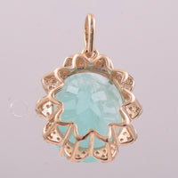 7.76 Ct Oval Mixed Cut Natural Emerald 14K Gold Pendant