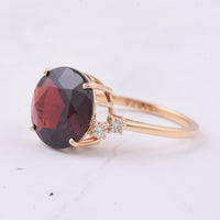 4.68 Ct Round Natural Garnet 14K Gold Ring