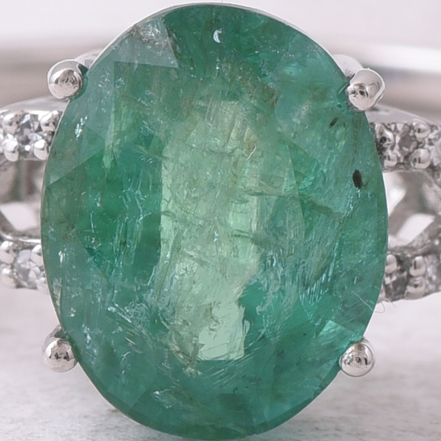 2.67 Ct Oval Mixed Cut Natural Emerald 950 Platinum Ring