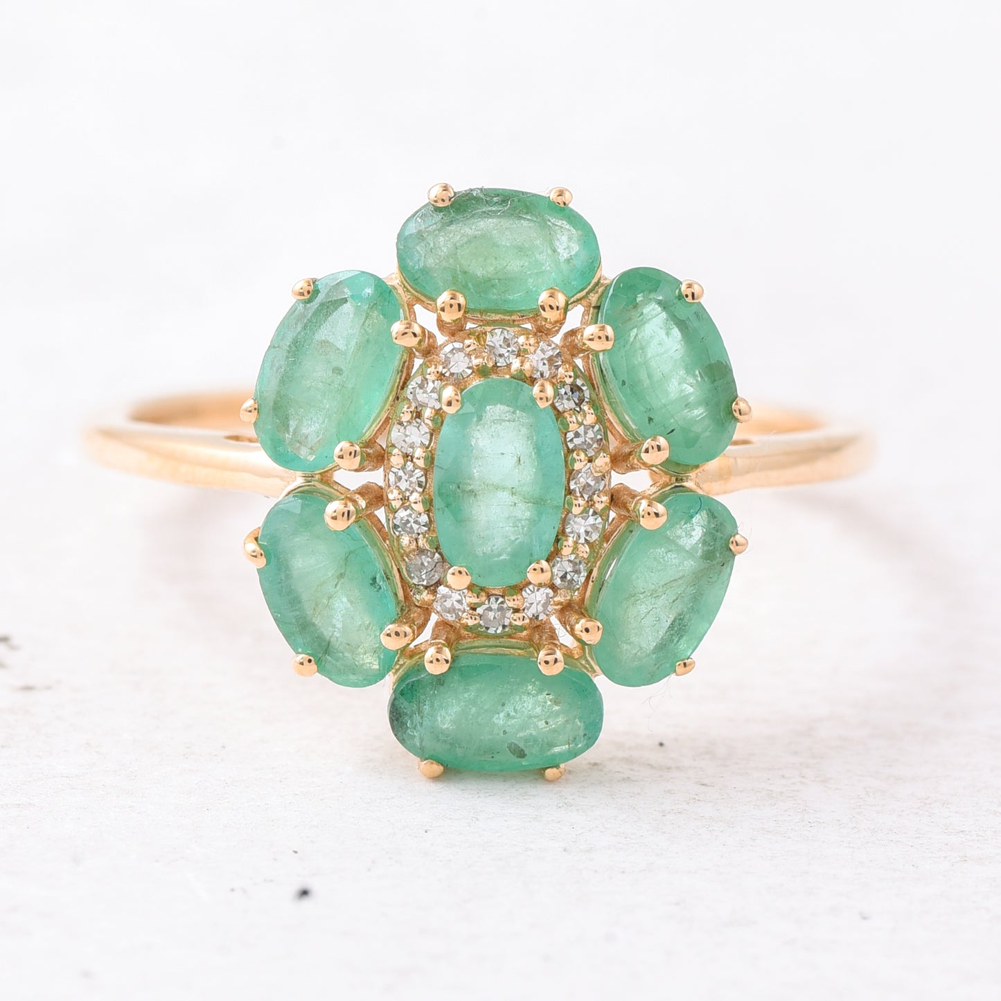 3.12 Ct Oval Mixed Cut Natural Emerald 14K Gold Ring