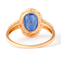 2.97 Ct Oval Mixed Cut Natural Sapphire 14K Gold Ring