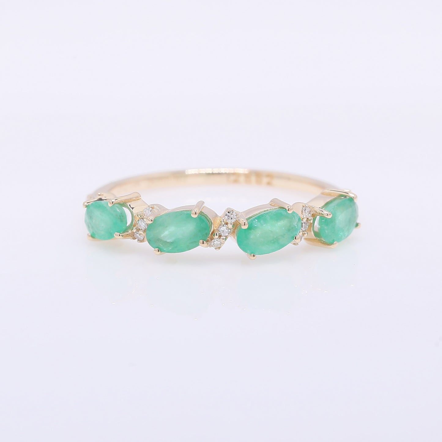 1.01 Ct Oval Mixed Cut Natural Emerald 14K Gold Ring