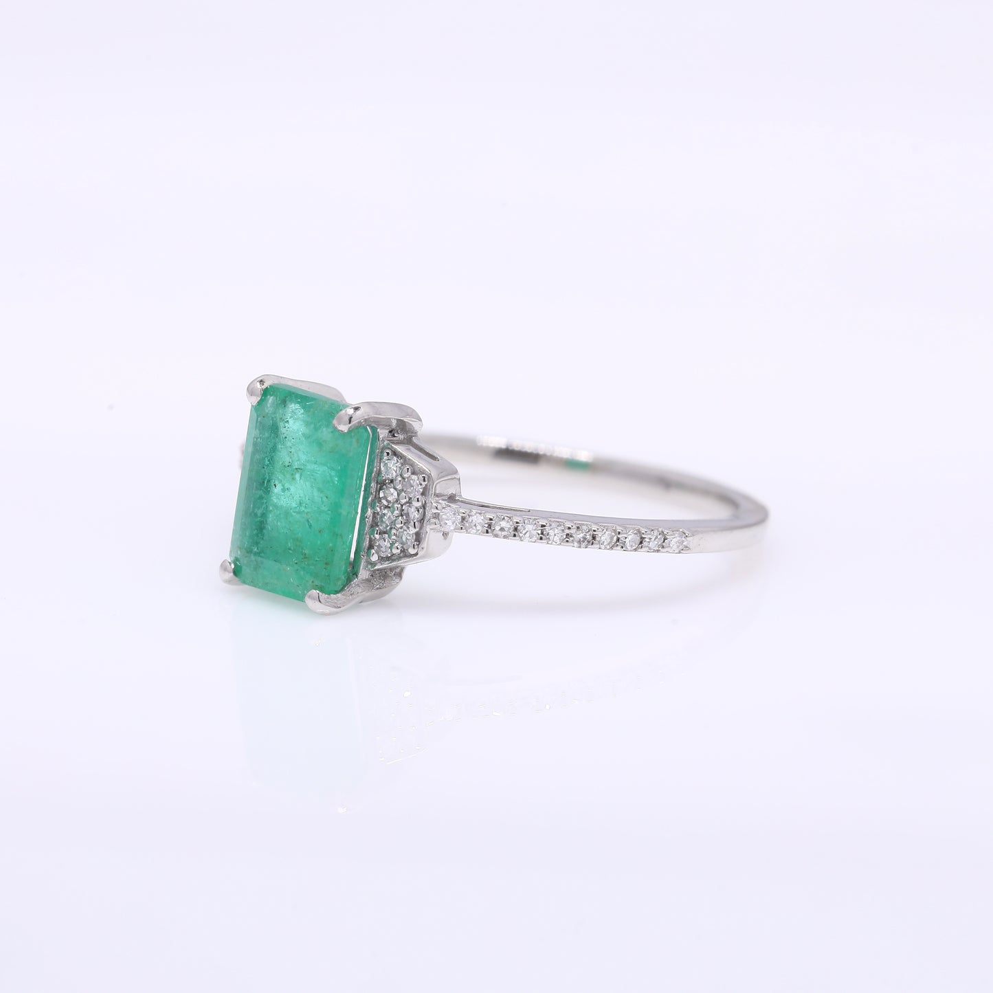 1.40 Ct Octagon Step Cut Natural Emerald 950 Platinum Ring