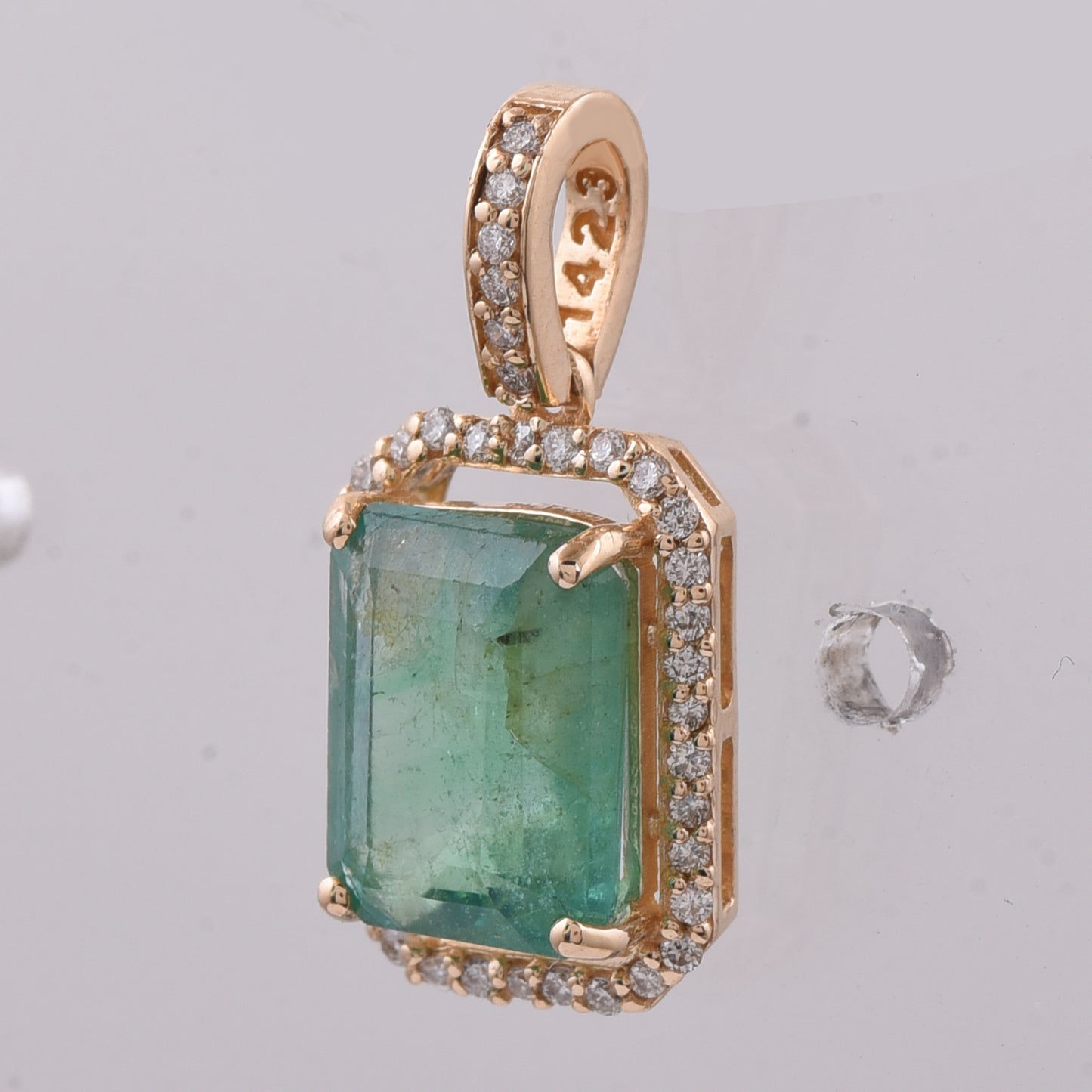 2.44 Ct Octagon Step Cut Natural Emerald 14K Gold Pendant