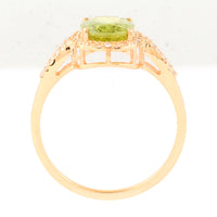 2.38 Ct Oval Mixed Cut Natural Green Sapphire 14K Gold Ring