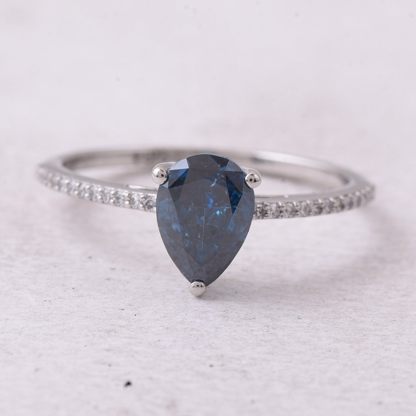 1.26 Ct Pear Blue Diamond 950 Platinum Ring
