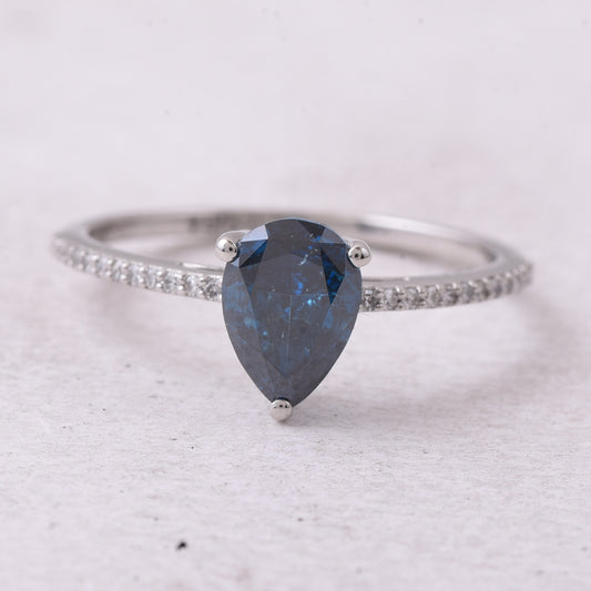 1.26 Ct Pear Blue Diamond 950 Platinum Ring