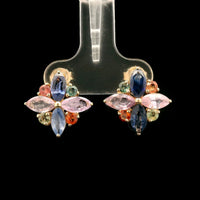 4.00 Ct Marquise Multi Sapphire 14K Gold Earrings