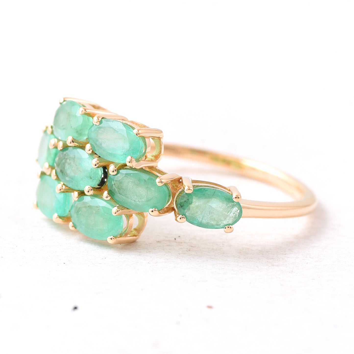 3.53 Ct Oval Mixed Cut Natural Emerald 14K Gold Ring