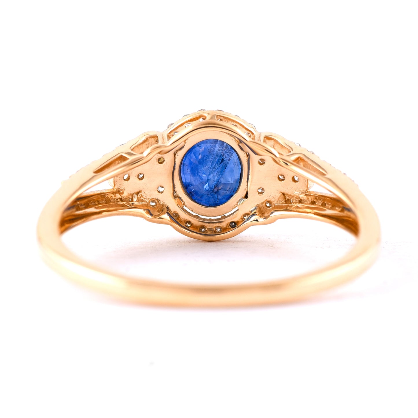 1.19 Ct Oval Mixed Cut Natural Sapphire 14K Gold Ring