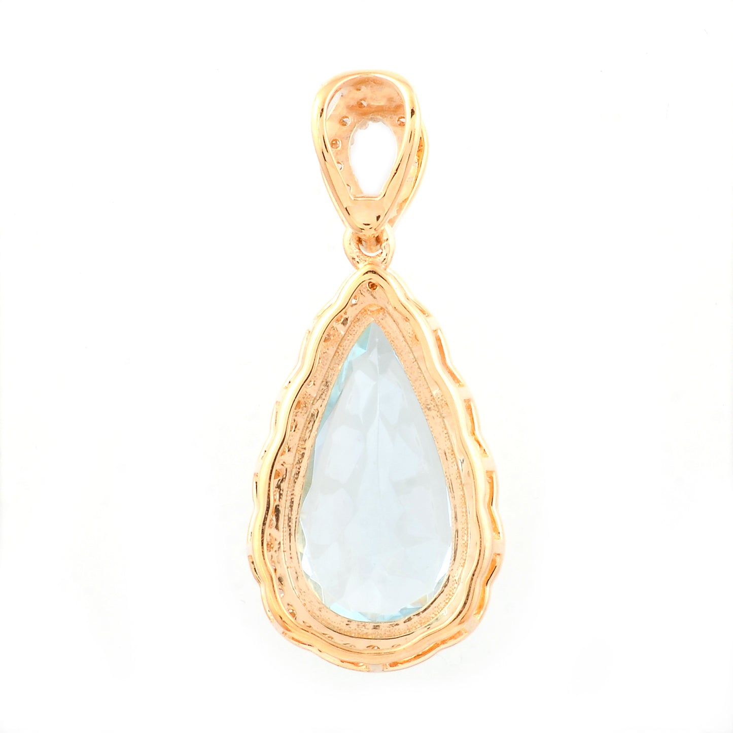 2.75 Ct Pear Mixed Cut Natural Aquamarine 14K Gold Pendant