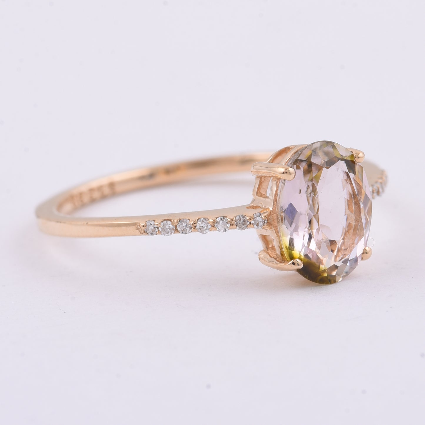 1.13 Ct Oval Natural Bi-Coloured Tourmaline 14K Gold Ring