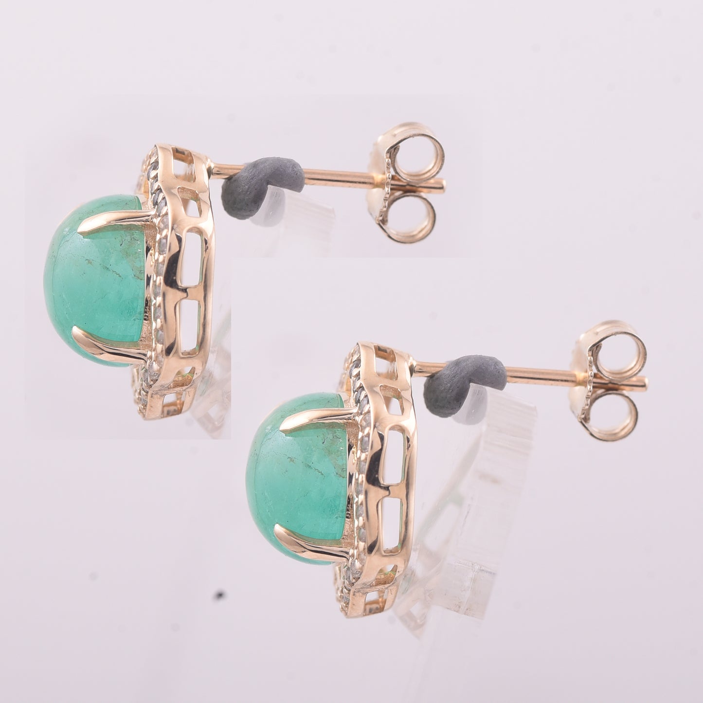 5.12 Ct Round Emerald 9K Gold Earrings