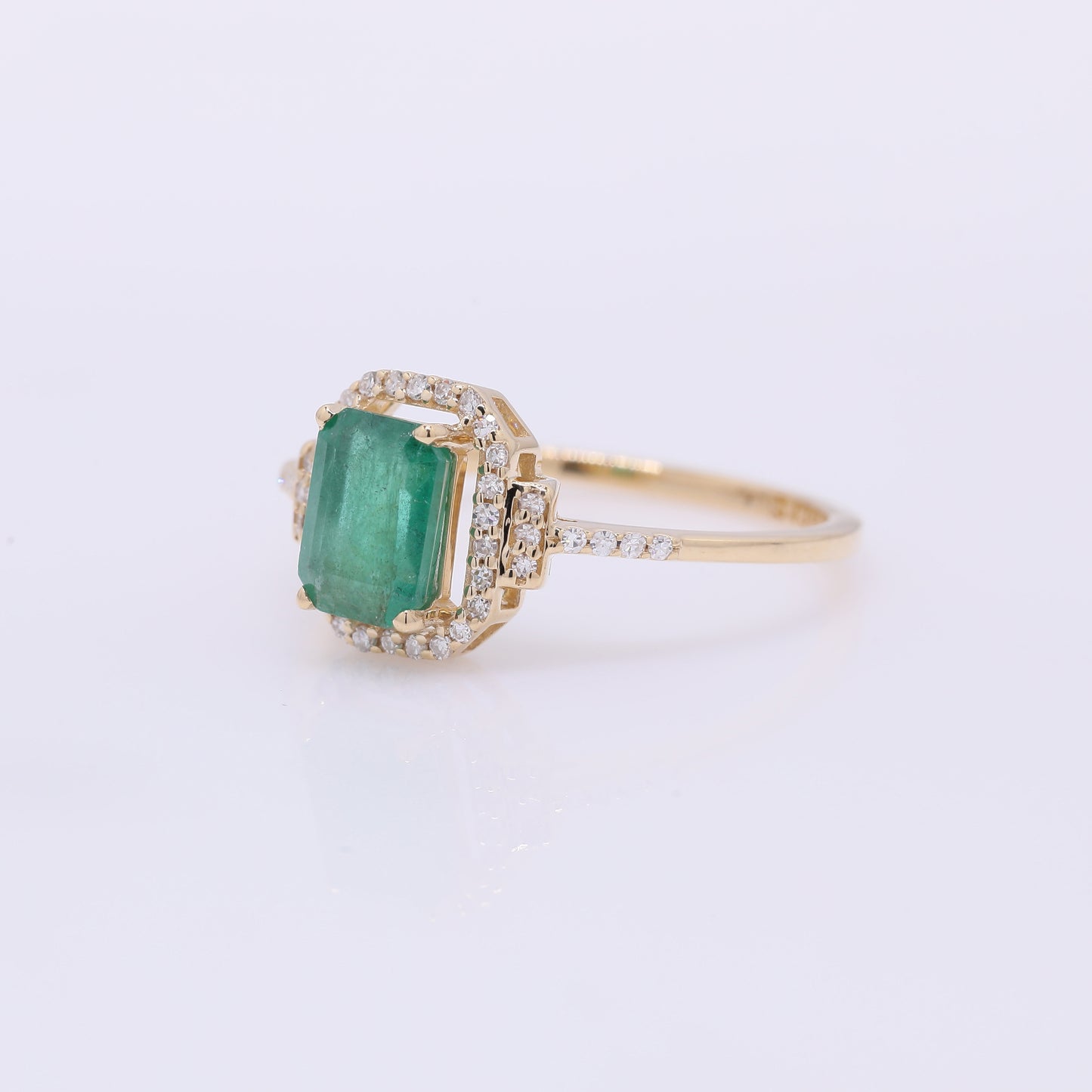1.15 Ct Octagon Step Cut Natural Emerald 14K Gold Ring