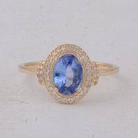 1.13 Ct Oval Sapphire 9K Gold Ring
