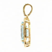 1.85 Ct Oval Mixed Cut Natural Aquamarine 14K Gold Pendant