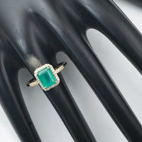 1.94 Ct Octagon Step Cut Natural Emerald 14K Gold Ring