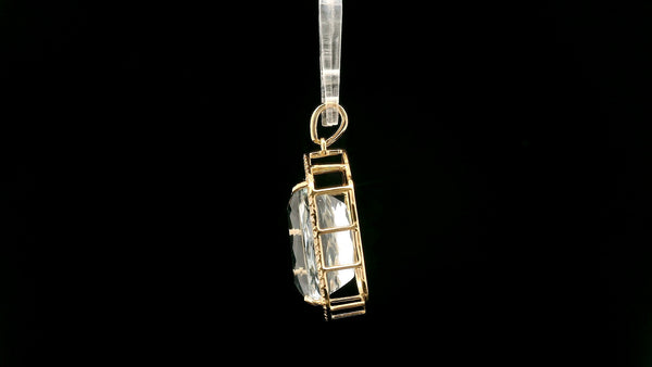 8.98 Ct Cushion Natural Aquamarine 14K Gold Pendant