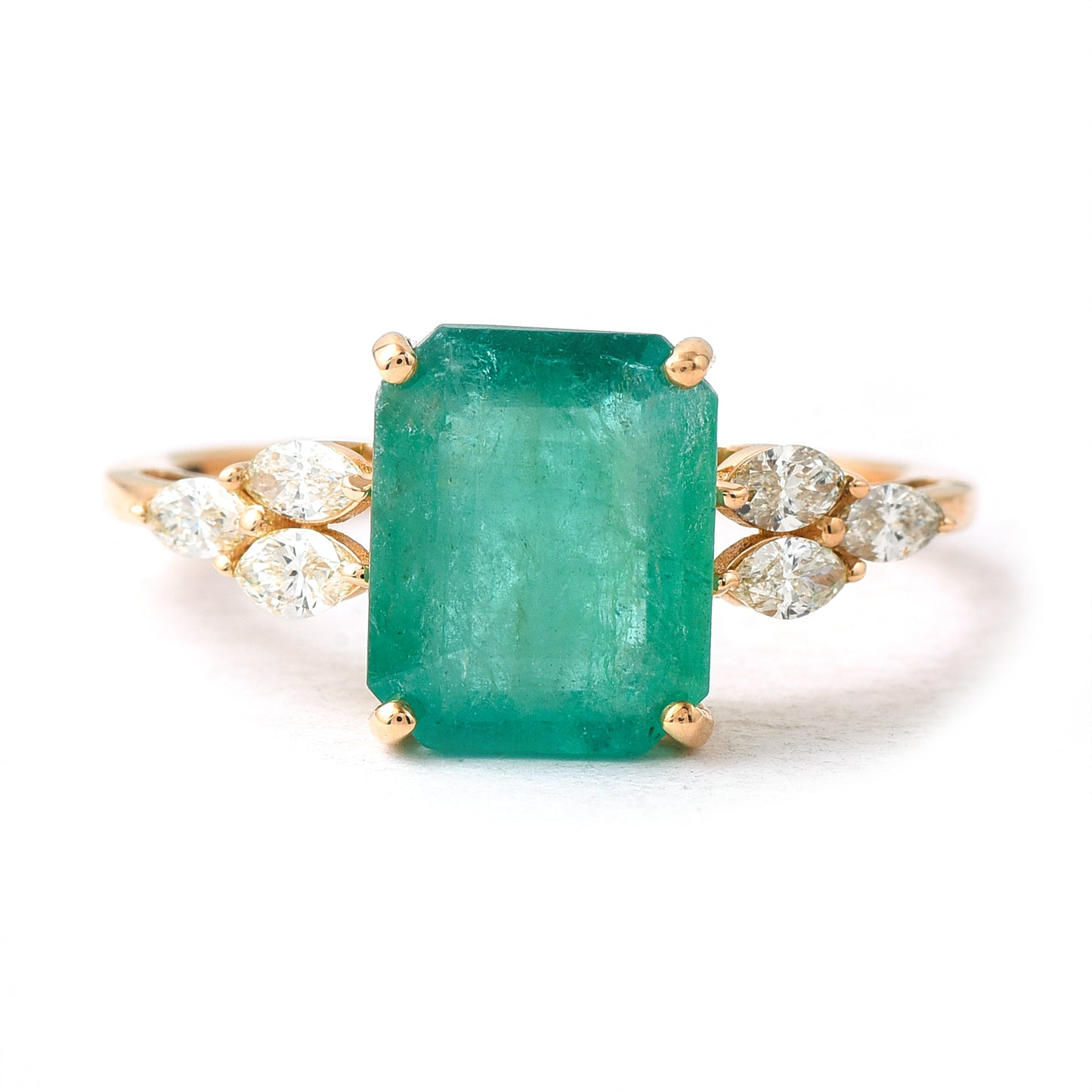 1.76 Ct Octagon Step Cut Natural Emerald 14K Gold Ring