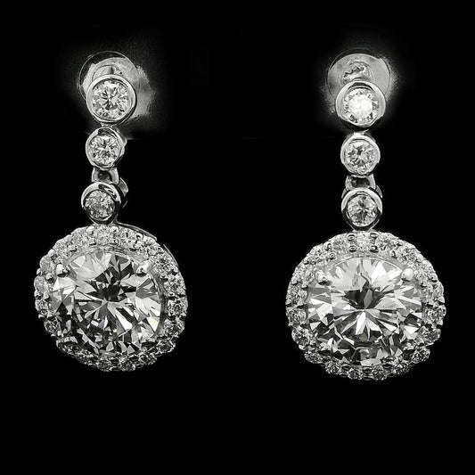 3.89 Carats Lab Grown Diamond 14K Gold Earrings