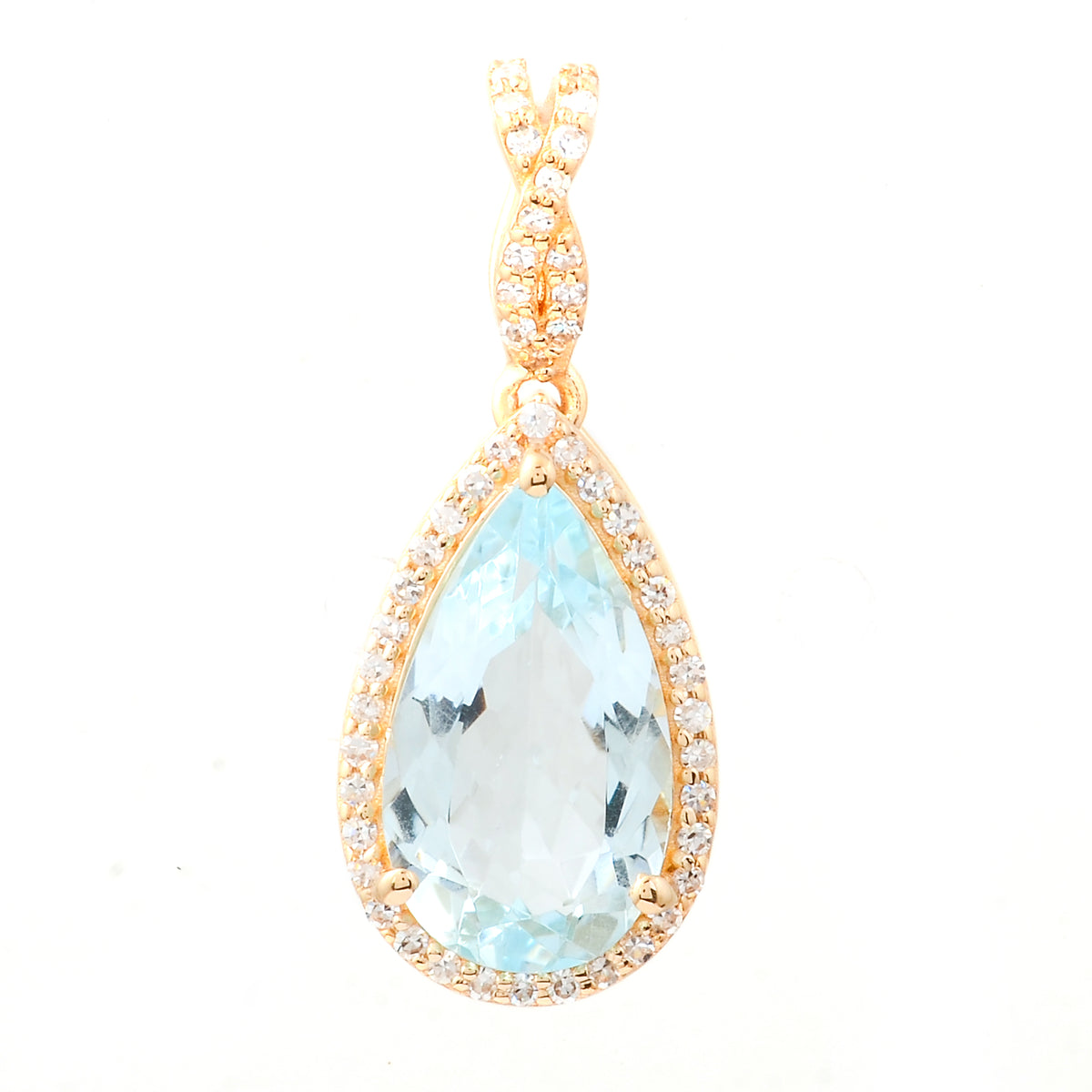 2.25 Ct Pear Mixed Cut Natural Aquamarine 14K Gold Pendant
