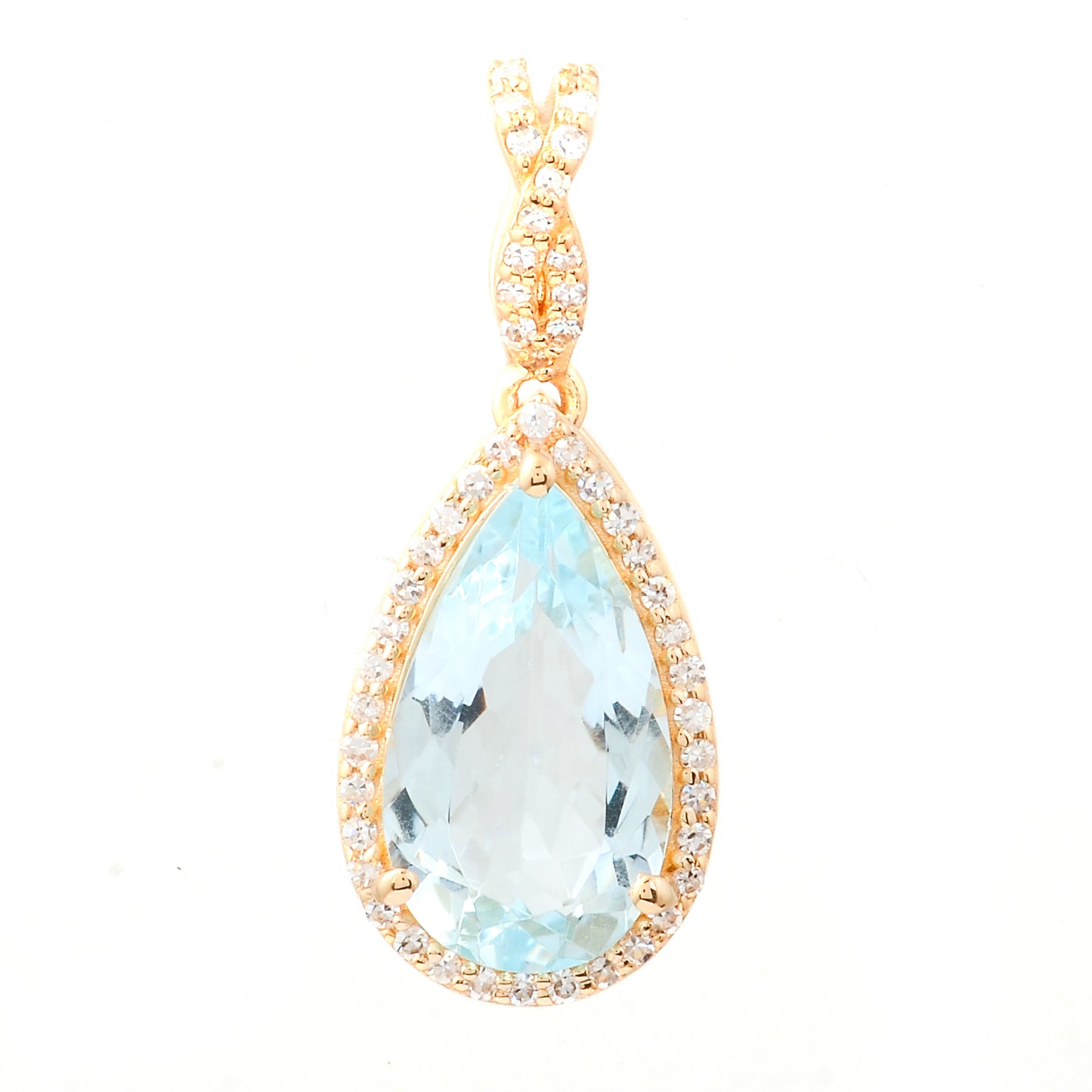 2.25 Ct Pear Mixed Cut Natural Aquamarine 14K Gold Pendant