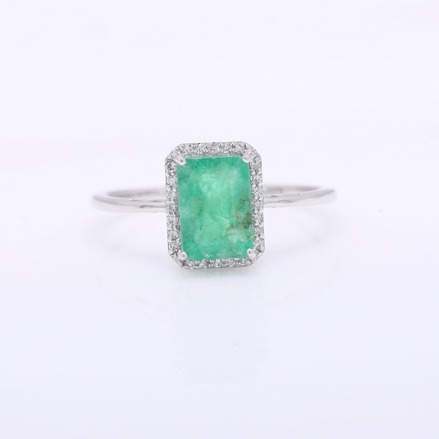 1.66 Ct Octagon Step Cut Natural Emerald 950 Platinum Ring