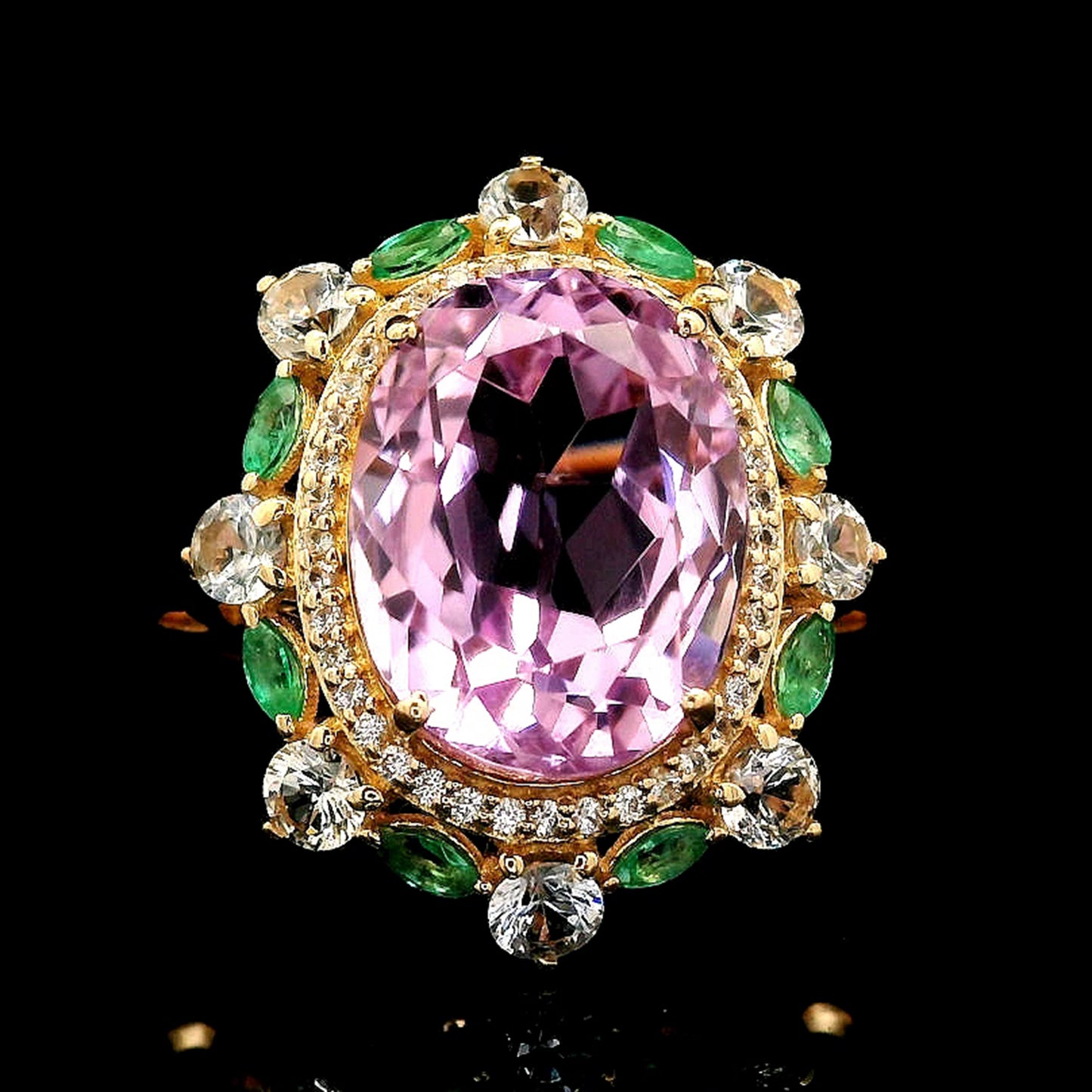 8.85 Ct Oval Kunzite 14K Gold Ring