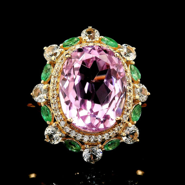 8.85 Ct Oval Kunzite 14K Gold Ring