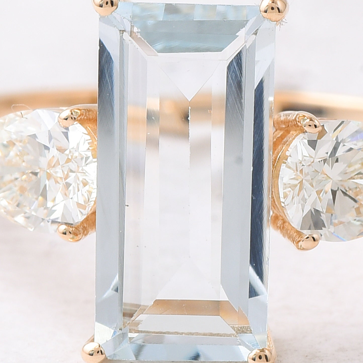 2.60 Ct Rectangle Step Cut Natural Aquamarine 14K Gold Ring